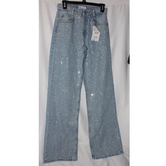 NWT Zara Rhinestone Jeans Size 2 - Picture 8 of 10